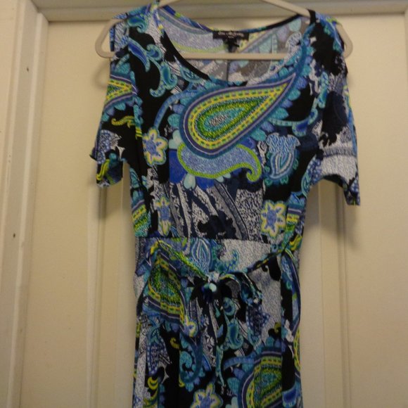 ELIE MCARTHY BOHO BEAUTIFUL OFF SHOULDER PAISLEYS MAXI DRESS PS - Picture 4 of 6